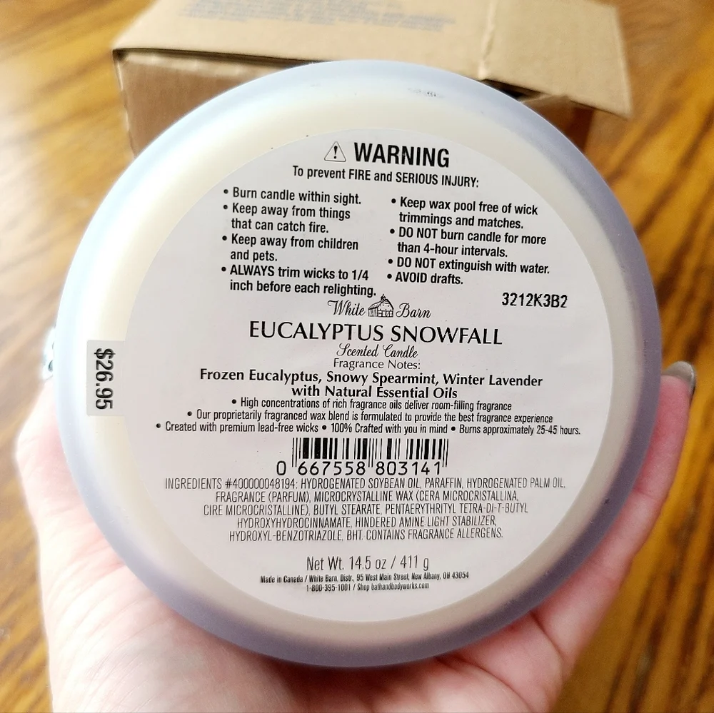 🛍BOGO 50% OFF❄️🕯NWT‼️ White Barn "Eucalyptus Snowfall"  3-wick Candle - Picture 9 of 10
